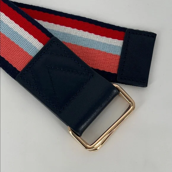 Vineyard Vines Women's Striped Belt in Red, Blue, and White Cowhide - Picture 4 of 6